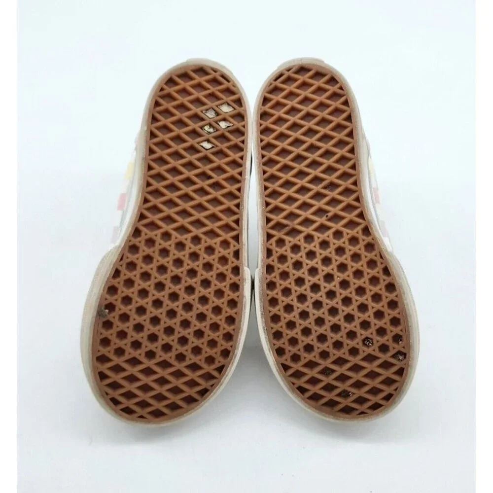Vans Hi Top Skate Sneaker Shoes Hook & Loop Straps Pastel Check Toddler‎ Size 8
